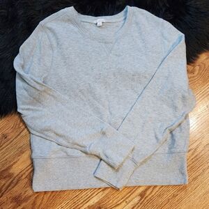 Gap Gray Cropped Crewneck Ribbed Knit Sweatshirt Women's Size XL